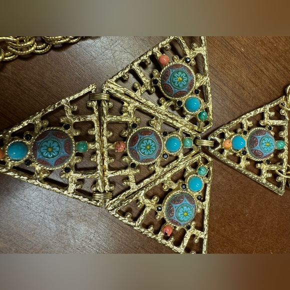 D & E JULIANA Moroccan Matrix Tile Large Pendant Statement Necklace - Picture 3 of 9